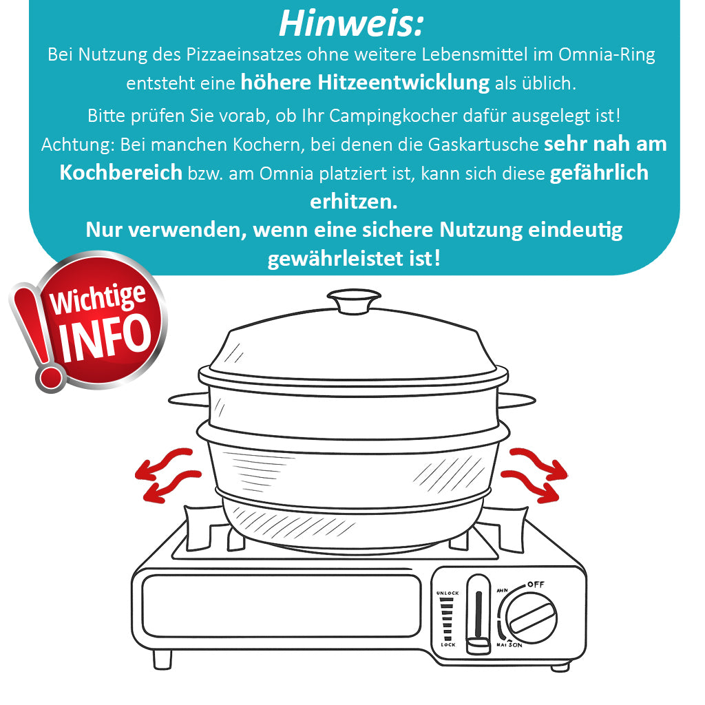 VORBESTELLUNG! AUFGRUND STARKER NACHFRAGE! VERSAND AM 24.11.2025 ZauberFry Pizzaaufsatz kompatibel mit Omnia Camping Backofen – Vollflächiger Backeinsatz aus Edelstahl & Silikon – Lebensmittelecht – Kein Loch in der Mitte – Für Pizza