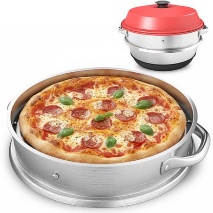 Pizzaaufsatz (NEUE VERSION) kompatibel mit Omnia Camping Backofen – Vollflächiger Backeinsatz aus Edelstahl – Lebensmittelecht – Kein Loch in der Mitte – Für Pizza, Flammkuchen & mehr, Zubehör