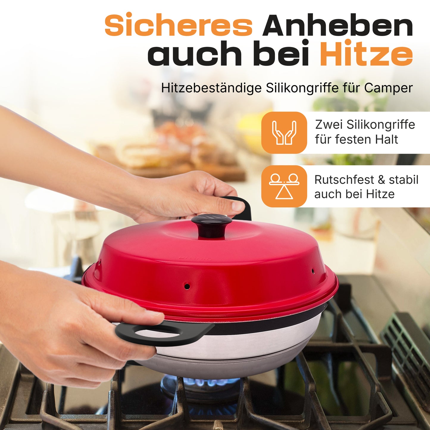 AUF LAGER UND SOFORT LIEFERBAR Silikon Haltegriff  kompatibel mit Omnia, Enders Vamo, Crivit - Griff, Griffe - für Camping Backofen – Zubehör - hitzebeständig & spülmaschinenfest
