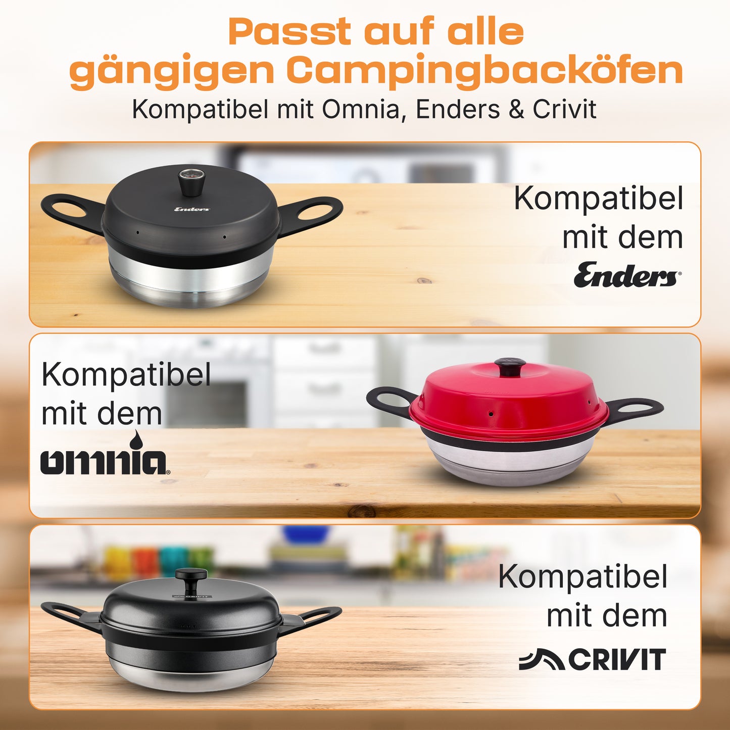 AUF LAGER UND SOFORT LIEFERBAR Silikon Haltegriff  kompatibel mit Omnia, Enders Vamo, Crivit - Griff, Griffe - für Camping Backofen – Zubehör - hitzebeständig & spülmaschinenfest