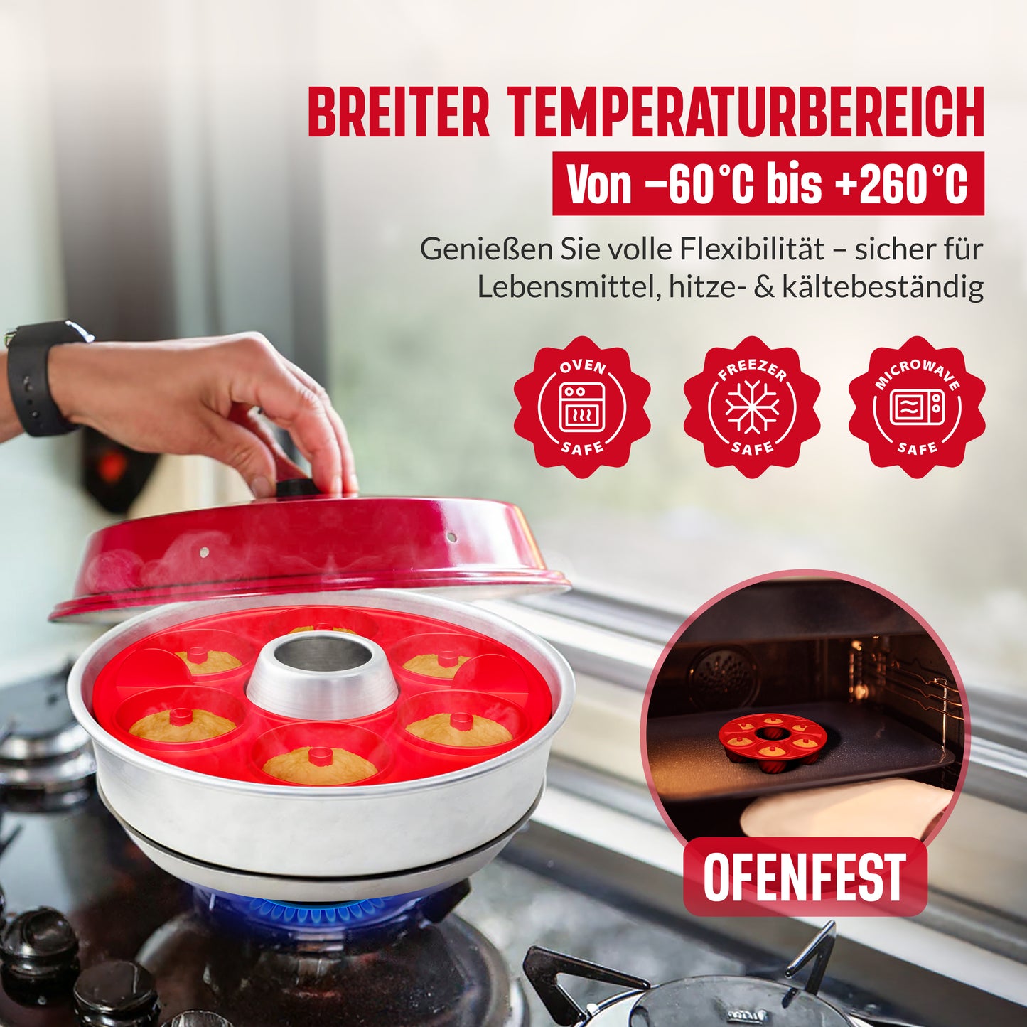 Gugelhupf Einsatz 6 Mulden kompatibel mit Omnia Campingbackofen – lebensmittelecht & hitzebeständig bis 260 °C – Zubehör für Mini Gugelhupfe